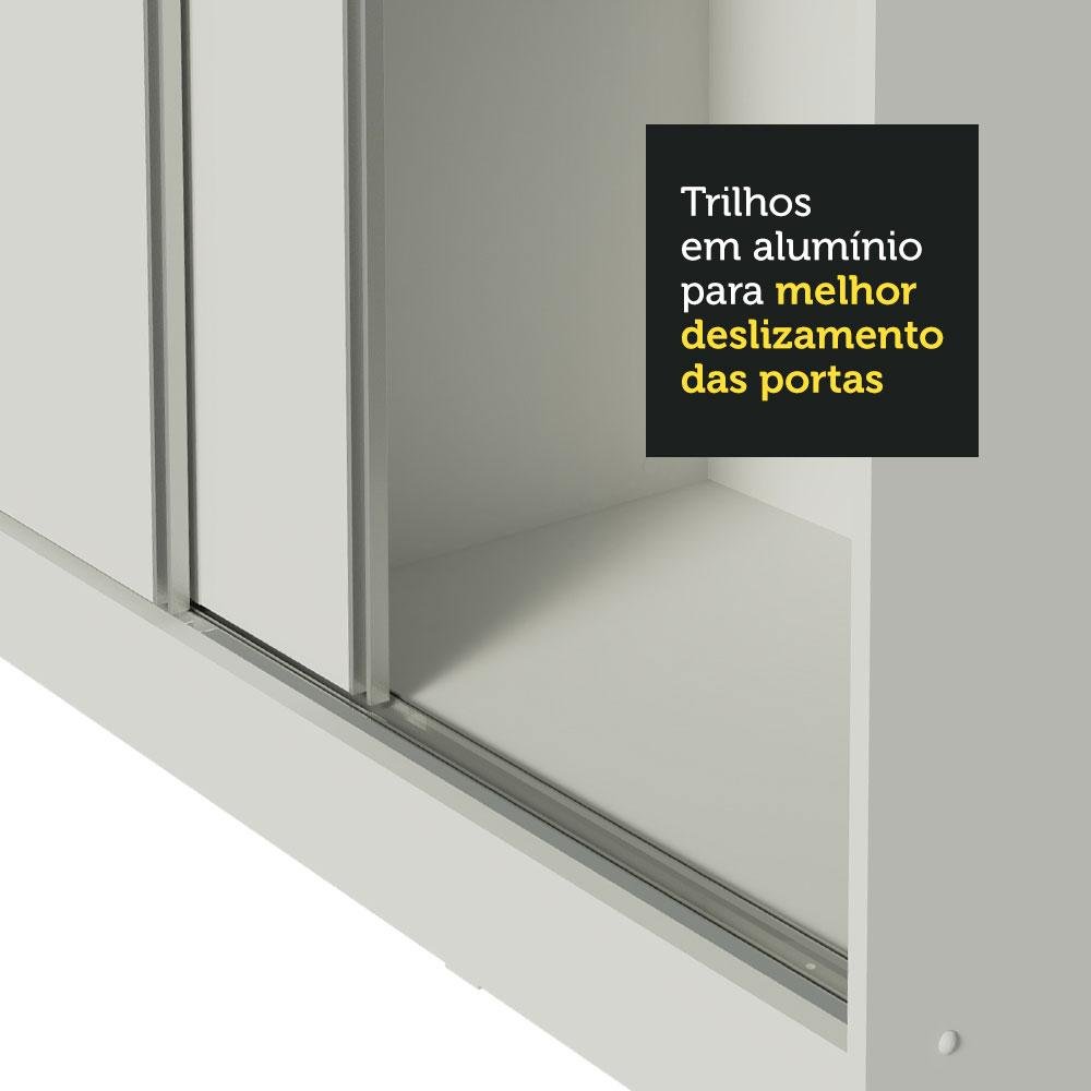 Guarda Roupa Casal 100% Mdf Madesa Zurique 3 Portas de Correr de Espelho - Branco - 8