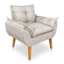 Ver imagem 6 de Kit Poltrona Decorativa e Puff Opala Luxo Linho Bege Dal Poz Estofados