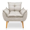 Ver mais imagens de Kit Poltrona Decorativa e Puff Opala Luxo Linho Bege Dal Poz Estofados