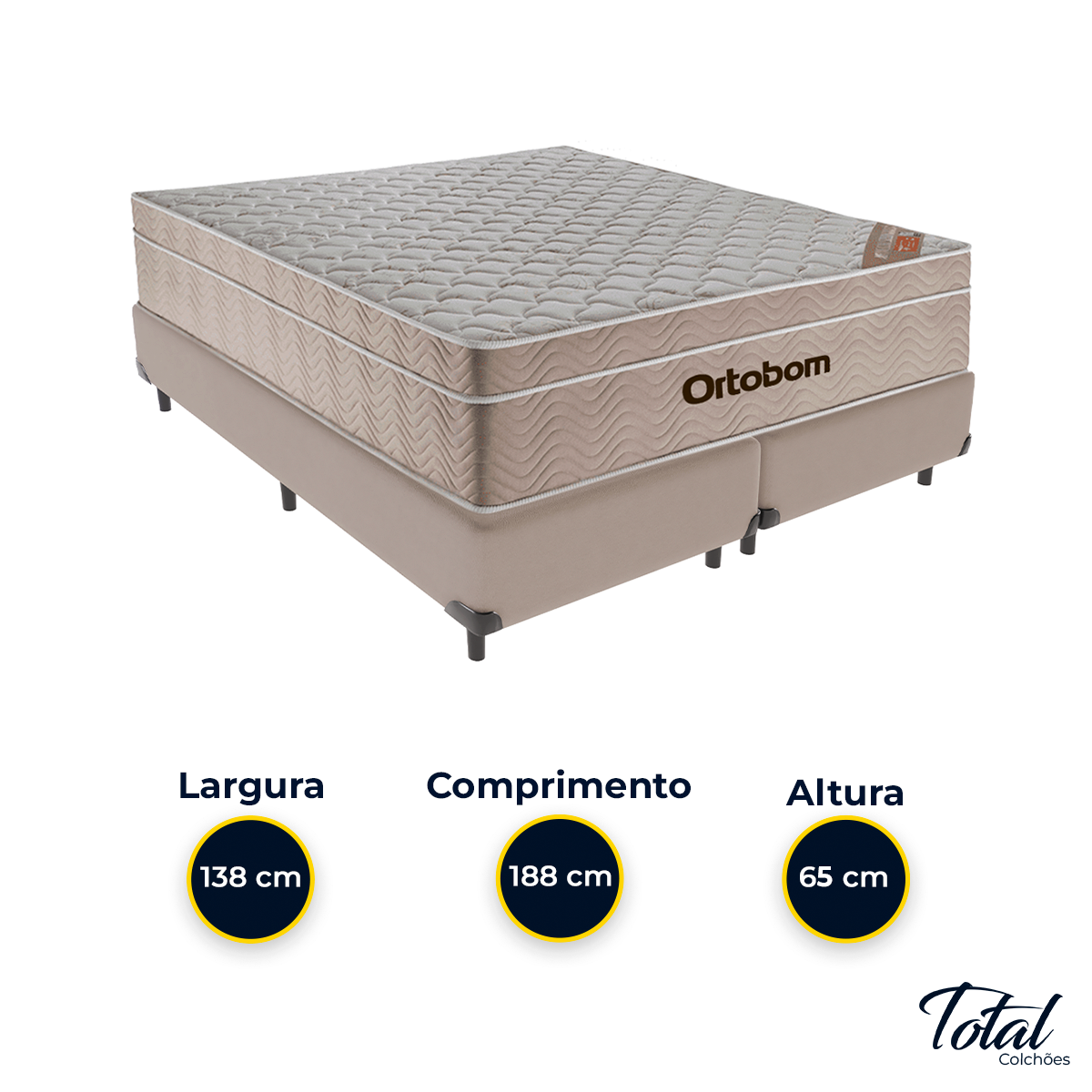 Cama Box Bipartido Casal Bege e Colchão Airtech Springpocket Molas Ensacadas Ortobom - 3