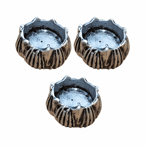 Kit 3 Pçs Incensario Porta Vela Flor De Lótus Prata Loja Mistica Kit 3 incensários