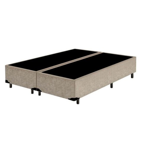 Cama Box Blindado King Bipartido Principe Das Camas Suede Bege 193x203x40
