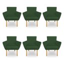 Ver imagem 1 de Kit 6 Poltronas Decorativa Leticia Suede Verde Pés Palito Castanho - Pallazio