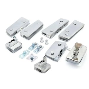 Kit 8 Porta dupla pivotante Glass Peças kit8 Cinza claro