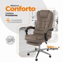 Ver imagem 3 de Kit 2 Cadeiras Presidente Ergonômica com Apoio para Pés Revestimento em Couro Sintético Base
