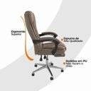 Ver imagem 6 de Kit 2 Cadeiras Presidente Ergonômica com Apoio para Pés Revestimento em Couro Sintético Base