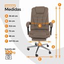 Ver imagem 2 de Kit 2 Cadeiras Presidente Ergonômica com Apoio para Pés Revestimento em Couro Sintético Base