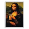 Quadro Monalisa com Cerveja - Monabeer 24x18cm - com Vidro:moldura Branca - 1