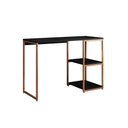 Ver imagem 1 de Mesa Escritório Berlim Industrial com Prateleira Ferro Cobre Tampo 110x46 Preto