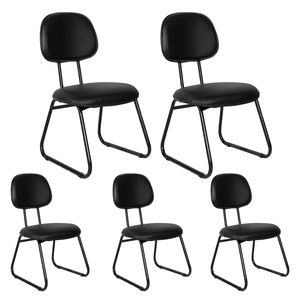 Cadeira Ágata Secretária Pé Sky L Duplo Kit 05 Courvin Preto