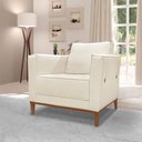 Ver imagem 3 de Kit 2 Poltronas e Sofá Living 2 Lugares 1,70m Vega Linho Natural Pés Castanho - Pallazio