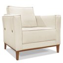Ver imagem 5 de Kit 2 Poltronas e Sofá Living 2 Lugares 1,70m Vega Linho Natural Pés Castanho - Pallazio