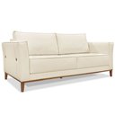 Ver imagem 4 de Kit 2 Poltronas e Sofá Living 2 Lugares 1,70m Vega Linho Natural Pés Castanho - Pallazio
