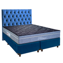 Ver imagem 1 de Cama + Box Azul e Colchão Molas Ensacadas Queen - Petrus Paropas + Cabeceira
