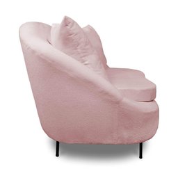 Poltrona Decorativa Orgânica Pé Ferro Pto Kit 2 Zaya Bouclê Rosê C05 - D'Rossi - 3