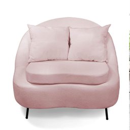 Poltrona Decorativa Orgânica Pé Ferro Pto Kit 2 Zaya Bouclê Rosê C05 - D'Rossi - 2