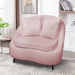 Poltrona Decorativa Orgânica Pé Ferro Pto Kit 2 Zaya Bouclê Rosê C05 - D'Rossi - 6