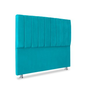 Cabeceira Estofada Cama Box Queen Carla 160cm Azul Turquesa