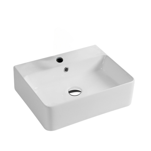 Cuba de Apoio Banheiro Louça com Valvula Click Inox 46x42cm Mx208 Cor:branco