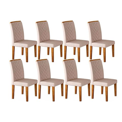 Conjunto: Mesa Sala Jantar Jade Kit 8 Un Imbuia/veludo Creme - Rufato