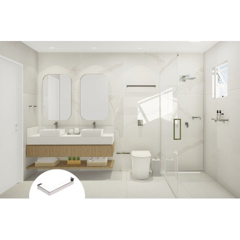 Porta Papel Higiênico Papeleira de Parede Banheiro 14cm em Aço Inox Polido Brilhante Linha Larissa S