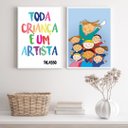 Ver imagem 2 de Kit 2 Quadros Infantis Toda Criança É Um artista 45x34cm - com Vidro:madeira Branca