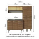Ver mais imagens de Armário de Cozinha Compacta 169cm com Pia Rustic Emilly Madesa 14 Rustic