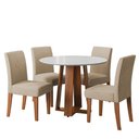 Ver imagem 1 de Conjunto Sala de Jantar Mesa Athenas Redonda 4 Cadeiras Trieste Madeirado/bege Dobuê