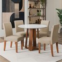 Ver imagem 2 de Conjunto Sala de Jantar Mesa Athenas Redonda 4 Cadeiras Trieste Madeirado/bege Dobuê