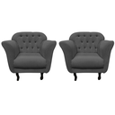 Ver imagem 3 de Kit 2 Poltronas Decorativa Dália Suede Cinza Pés Madeira Mz Decor