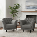 Ver imagem 1 de Kit 2 Poltronas Decorativa Dália Suede Cinza Pés Madeira Mz Decor