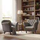 Ver imagem 2 de Kit 2 Poltronas Decorativa Dália Suede Cinza Pés Madeira Mz Decor
