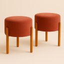 Ver imagem 1 de Kit Puff Apolo Pes de Madeira Terracota/cobre Veludo