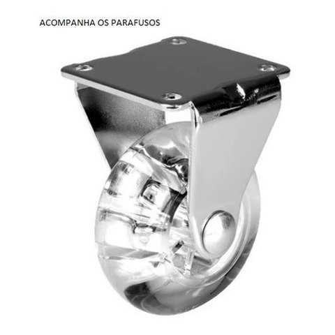 Rodízio Fixo Sofá Retratil Anti Risco Roda 50mm 2 Peças+Paraf