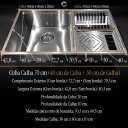 Ver imagem 6 de Cuba Calha Úmida 70x40 Aço Inox 304 Escovado Escorredor Embutir Sobrepor 2 Válvulas Cozix