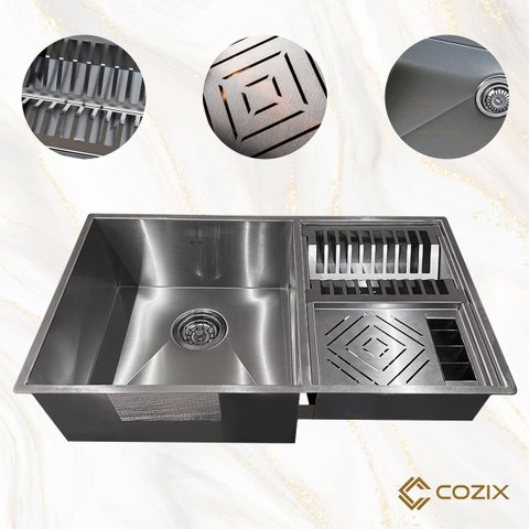 Cuba Calha Úmida 70x40 Aço Inox 304 Escovado Escorredor Embutir Sobrepor 2 Válvulas Cozix