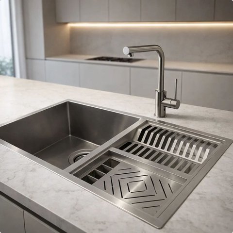 Cuba Calha Gourmet Pia Aço Inox 304 Cozinha Profissional 70x40cm Cozix