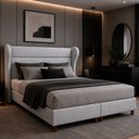 Ver imagem 5 de Cama Box com Cabeceira Queen Elegante Linho Cinza Claro - Sallar Home