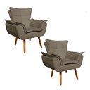 Ver imagem 1 de Kit 02 Poltronas Opala Suede Marrom Rato