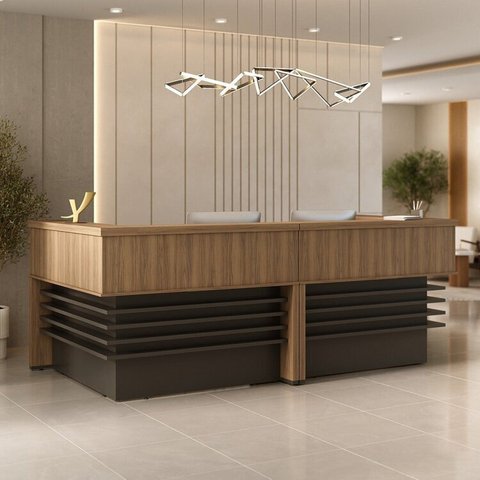 Balcão para Atendimento Recepção em L 295,4cm x 147,7cm Artany