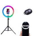 Ver imagem 1 de Conjunto Luz Profissional Ring Light Rgb + Disparador de Fotos + Tripé de 1,5 M + Mini Ring Light Co
