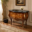 Ver imagem 2 de Cômoda Clássica Marchetada com 2 Gavetas e Tampo em Mármore 77x85x46cm