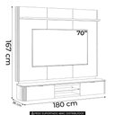 Ver imagem 3 de Painel Tv 70 Pol 180cm Bancada Suspensa Lexie Canela/off L06 - Mpozenato