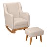 Poltrona de Amamentação e Descanso Áquilla com Base Balanço e Puff Linho Bege - Desk Design - 1