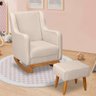 Poltrona de Amamentação e Descanso Áquilla com Base Balanço e Puff Linho Bege - Desk Design - 2