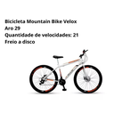 Ver imagem 4 de Bicicleta Mountain Bike Velox Aro 29 Freio Disco 21v Ello Cor:branco/laranja