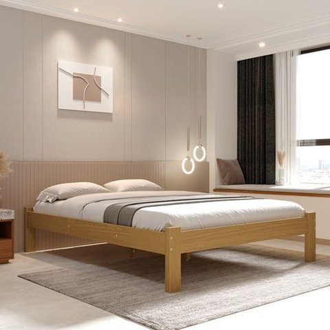 Cama Turca Queen de Madeira Maciça Reforçada Cor Nogueira