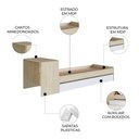 Ver imagem 2 de Cama Solteiro Infantil com Auxiliar 188x78cm Escrivaninha Infix Carvalho/branco C06 - Mpozenato