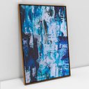 Ver imagem 1 de Quadro Decorativo em Canvas Abstrato Mesclado Azul TaColado Moldura Flutuante 4,5cm Freijó 120 x 80c