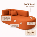 Ver imagem 7 de Sofá Orgânico Divã Estofado Sala Recepção Seed 210 Cm Zahav:bouclê Braça Lado Direito/terracota